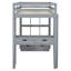 Lit mezzanine double en gris avec une généreuse quantité de bureau d'écriture et de tablettes, bureau pratique, bois massif à DEL et fonctionnel, coffre-fort élégant et fonctionnel-121104095-121104098