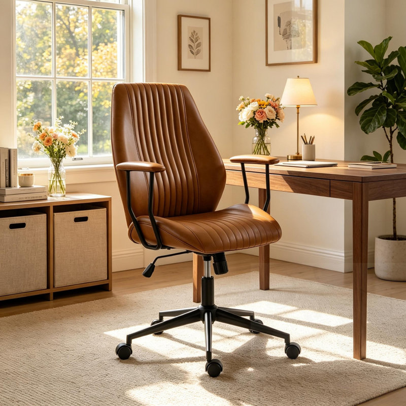 Chaise de bureau pivotante à 360 °, Brun, Brun