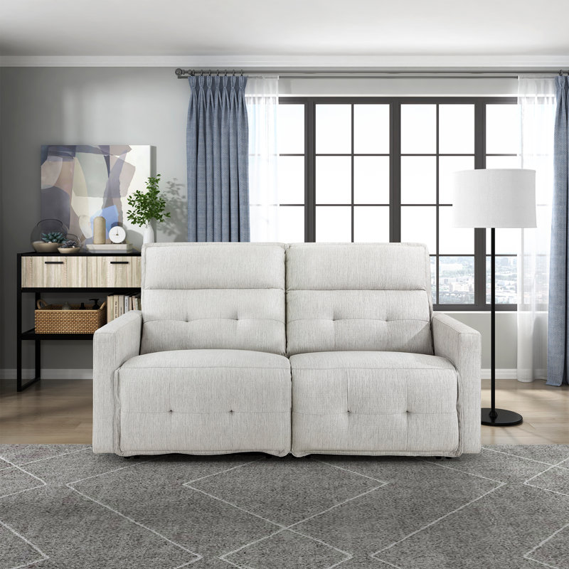 Niehaus 72.5" Modern & Contemporary Textured Power Reclining Loveseat with Effortless Dual Power Recline with Power Headrests, Premium High-Resiliency Foam Cushions