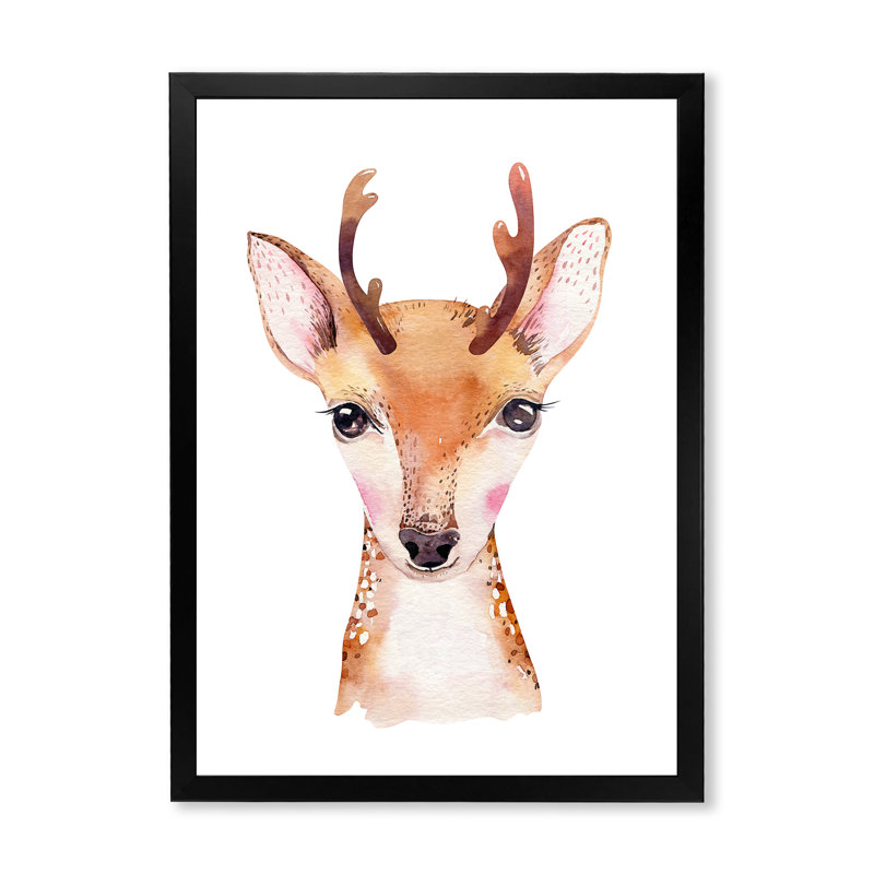 Mignon portrait d'antilope II - peinture, Cadre photo noir, H 20 po x l 12 po x P 1 po