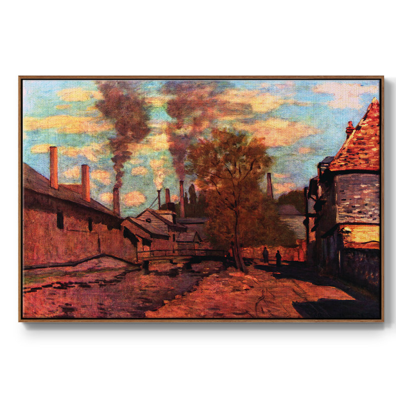 Monet, reproduction d'art encadrée sur toile par Claude Monet, H 27 po x l 41 po x P 2 po, Noyer