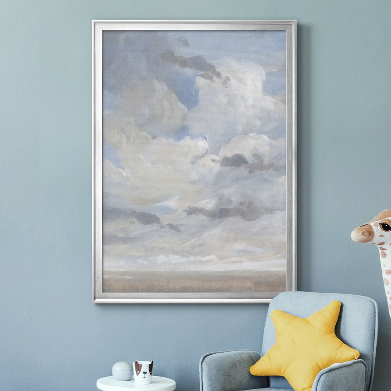 Bleu ciel I, toile encadrée de qualité supérieure - prête à être accrochée, Cadre argenté, H 30,5 po x l 22,5 po x P 1 po