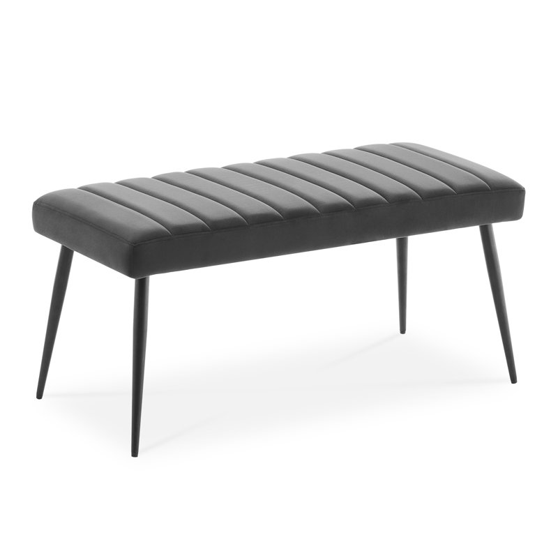Velvet Upholstered Bench, Grey