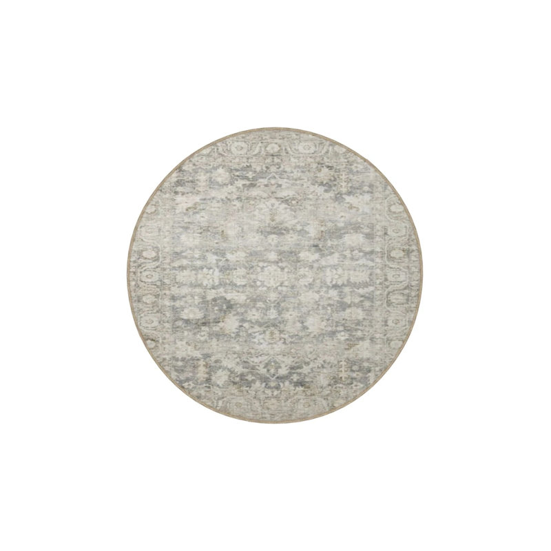 Gray Floral Traditional Striped Decorative Washable Rug, Rectangle 2'4" x 4'