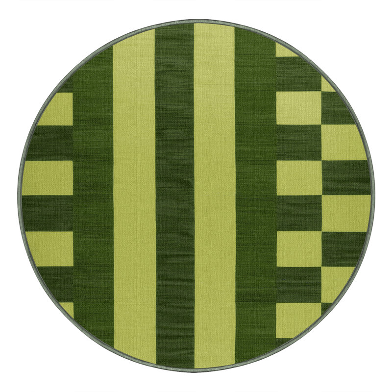 Tapis vert à carreaux lavable à la machine, Rond 6 pi