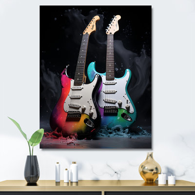 Green And Red Guitar Groove  Guitar Wall Art