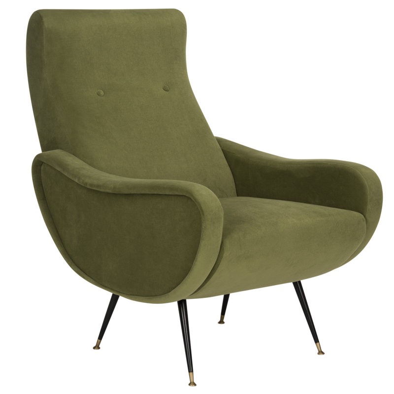 Dakota Velvet Retro Mid Century Accent Chair, Hunter Green