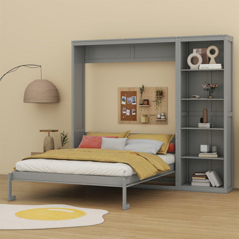 Lit escamotable mural avec tablettes Murphy, Gris