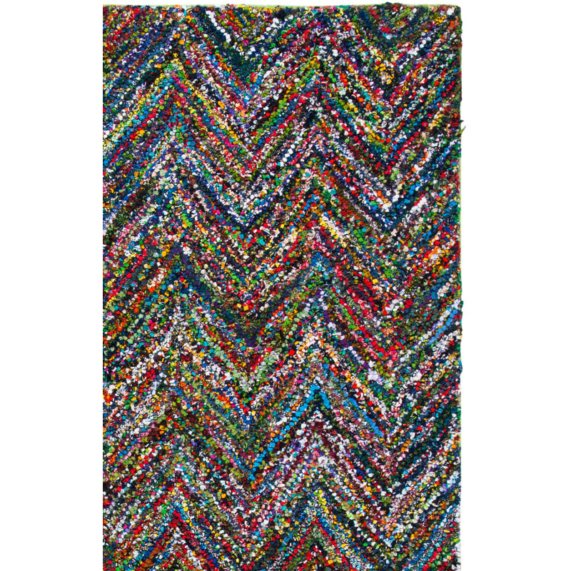 Nantucket Hand Tufted Cotton Pile Chevron Rug, Runner 2'3" x 12'