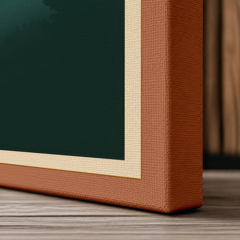 Snow-Capped Mountain Japandi 1 Piece Wrapped Canvas Wall Art, 30x20 - 76.2 x 50.8 cm, Terracotta Border