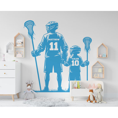 Dad Son Lacrosse Wall Decal, Lacrosse Wall Decal Sport Vinyl, Lacrosse Stickers, Boys Goal Wall Art, Wall Stickers, Kids Room 851RS