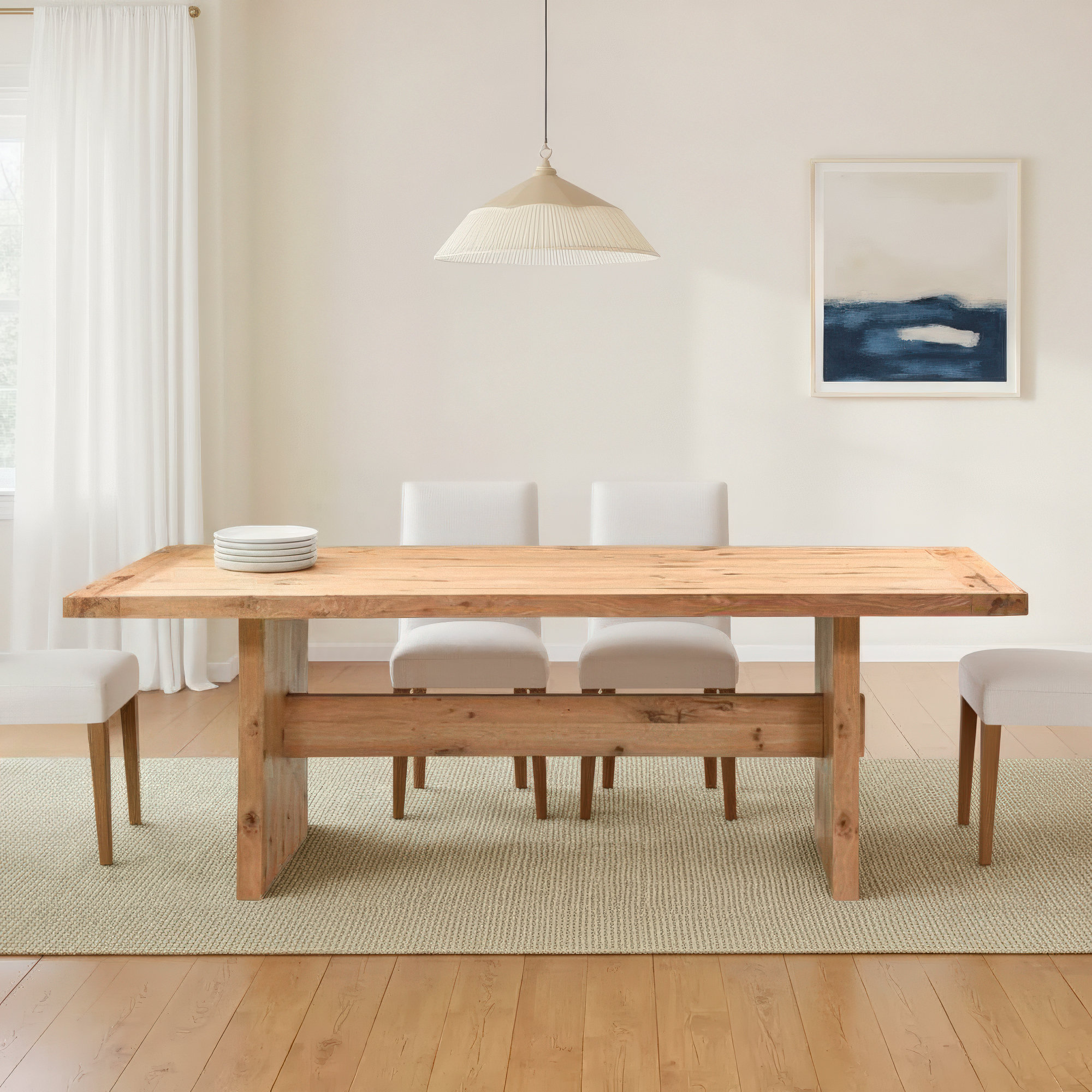Rhett 85" Dining Table In Distressed Oak