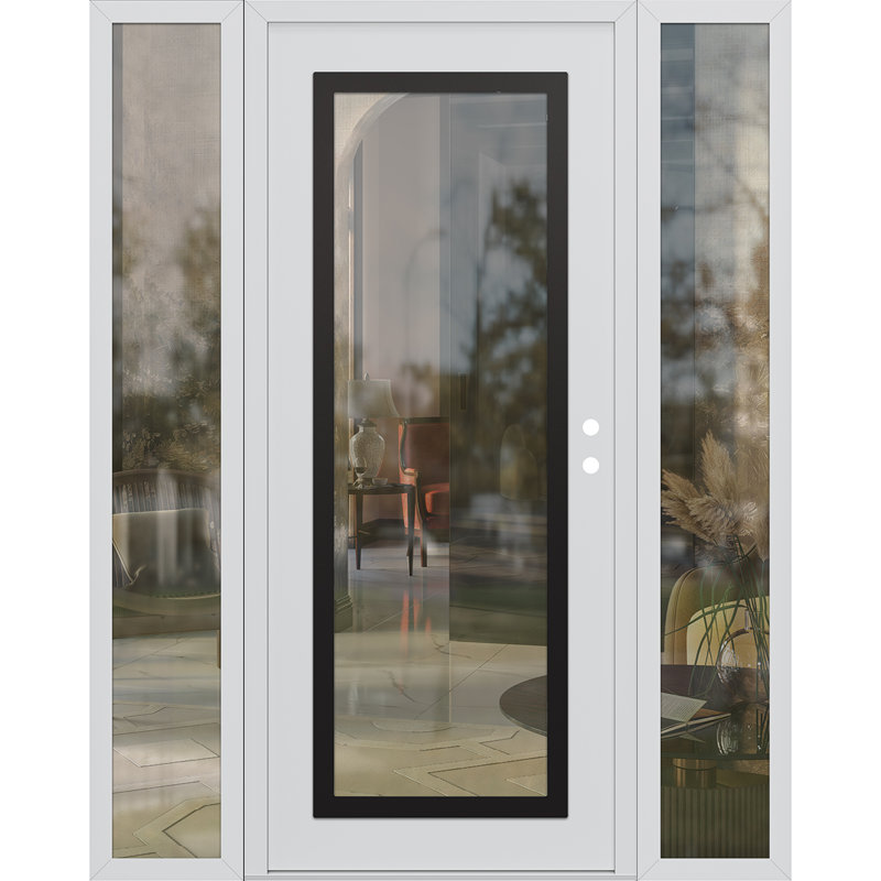 Porte d'entrée en acier pré-suspendue, L 61,69 po x H 81,69 po, Clair, Gauche