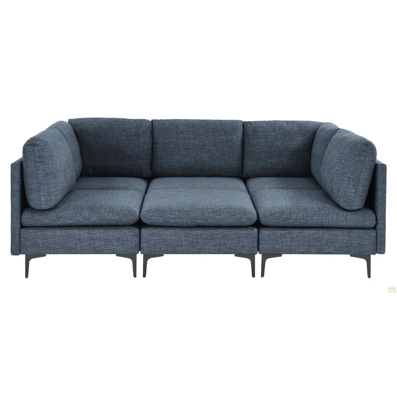 Canapé modulaire en lin rembourré avec pieds en métal