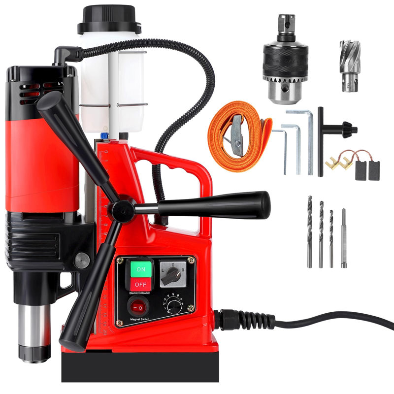 Perceuse magnétique robuste 1300 W, double rail, 700 tr / min, perceuse de 1,57 po, ensemble de 2 pièces, 110 V, orange