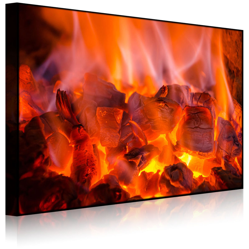 Charcoal Fire by No - Wrapped Canvas Print, Without lighting, 40cm H x 60cm W x 4.5cm D