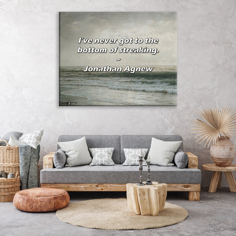 Citation artistique «Je ne suis jamais au fond des stries». Toile tendue par Jonathan Agnew Gallery, H 33 po x l 48 po