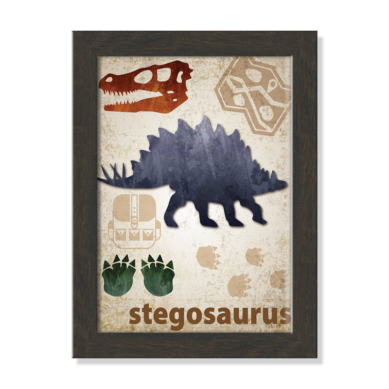 Décalcomanie murale Dinosaures-02 ', H 16 po x l 12 po x P 0,625 po, Encadré plat à grain de bois noir