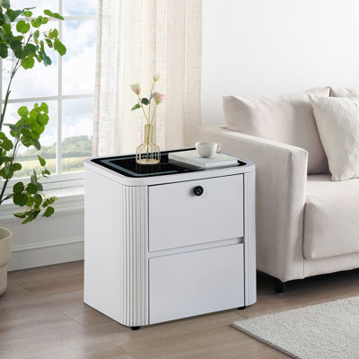 Brianca 50 cm W Glass Bedside Table