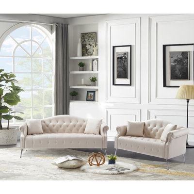 Ensemble de canapé classique en velours Chesterfield