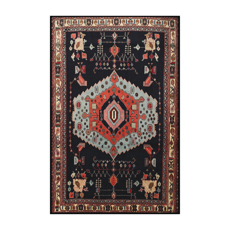 Tapis traditionnel mehroon/noir/bleu Luhrmann, Rectangle 4 pi x 6 pi