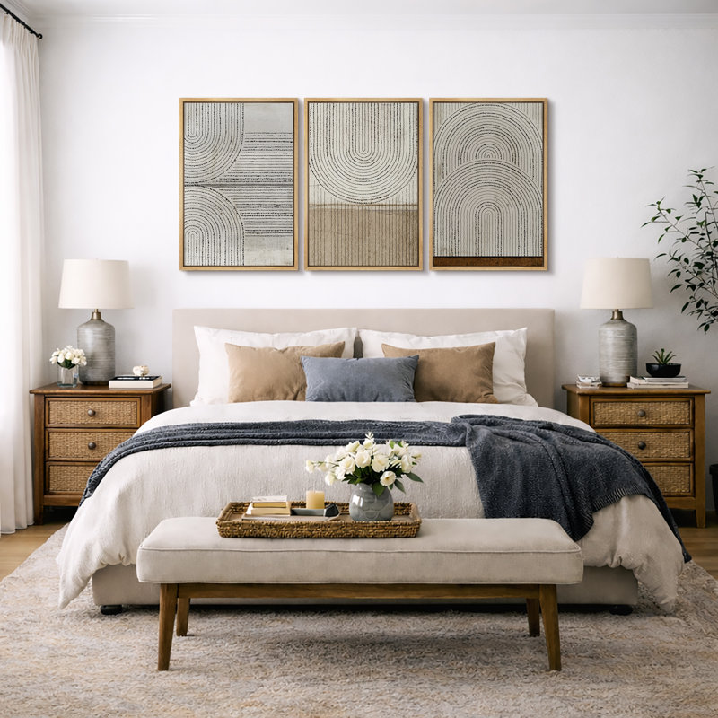 «Mid Century Modern Boho», Disgressed Grunge, H 36 po x l 72 po , Cadre naturel flottant