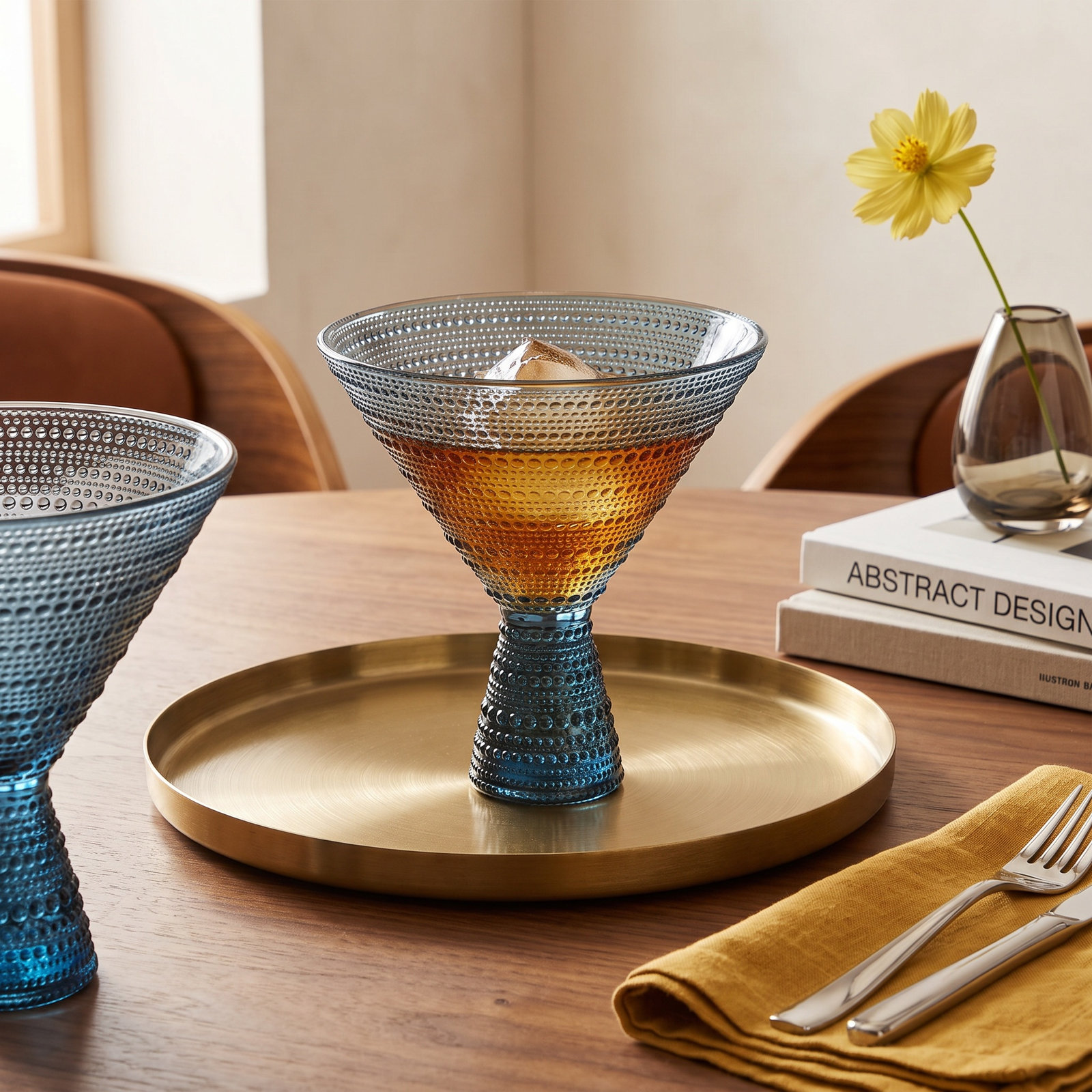 Jupiter Martini Glass, Cornflower Blue