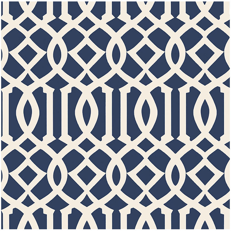 Imperial Trellis II Wallpaper, Ivory/Navy
