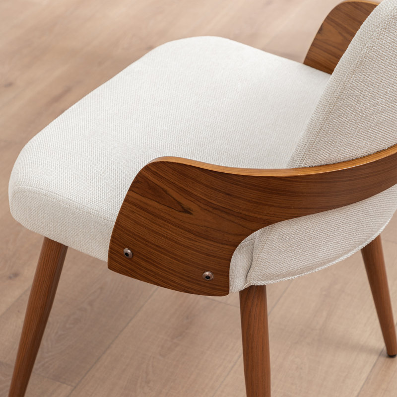 Chaise rembourrée en bois massif Carman, Lin beige