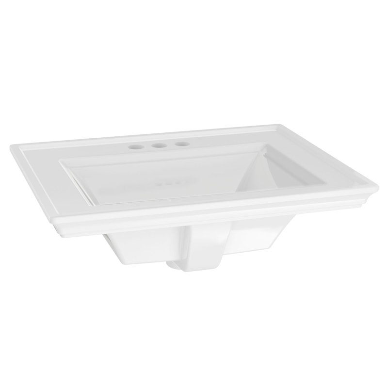 American Standard Town 19.06'' White Ceramic Rectangular Bathroom Sink with Overflow, 4" Centers