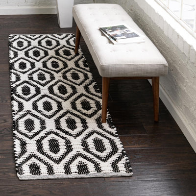Tapis géométrique en jute tissé à plat à la main Drennan