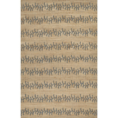 Tapis bleu en jute et en laine tissé à la main Adoria 10 pi x 14 pi