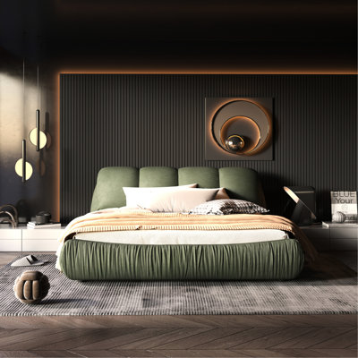 Lit plateforme de luxe très grand avec bois massif surdimensionné, sans sommier tapissier pour une taille de sommeil, qualité et son