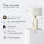 Lampe de table à DEL 22,5 po en céramique crème Brightech Artemis - charme côtier avec abat-jour en coton et port USB-C