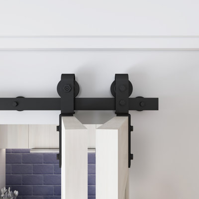 LAZ Single Bypass Double Door Barn Door Hardware Kit
