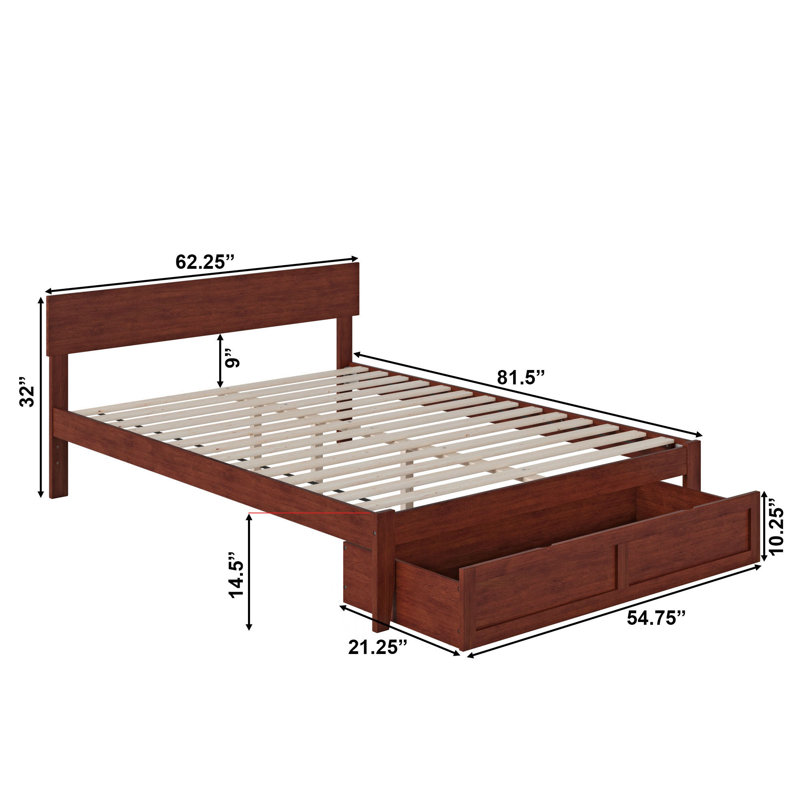 Farrah Platform Storage Bed, Walnut, Queen