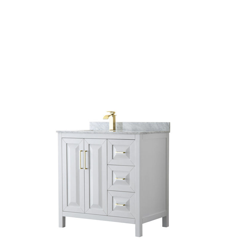 Daria 36'' W Single Vanity, White/Gold