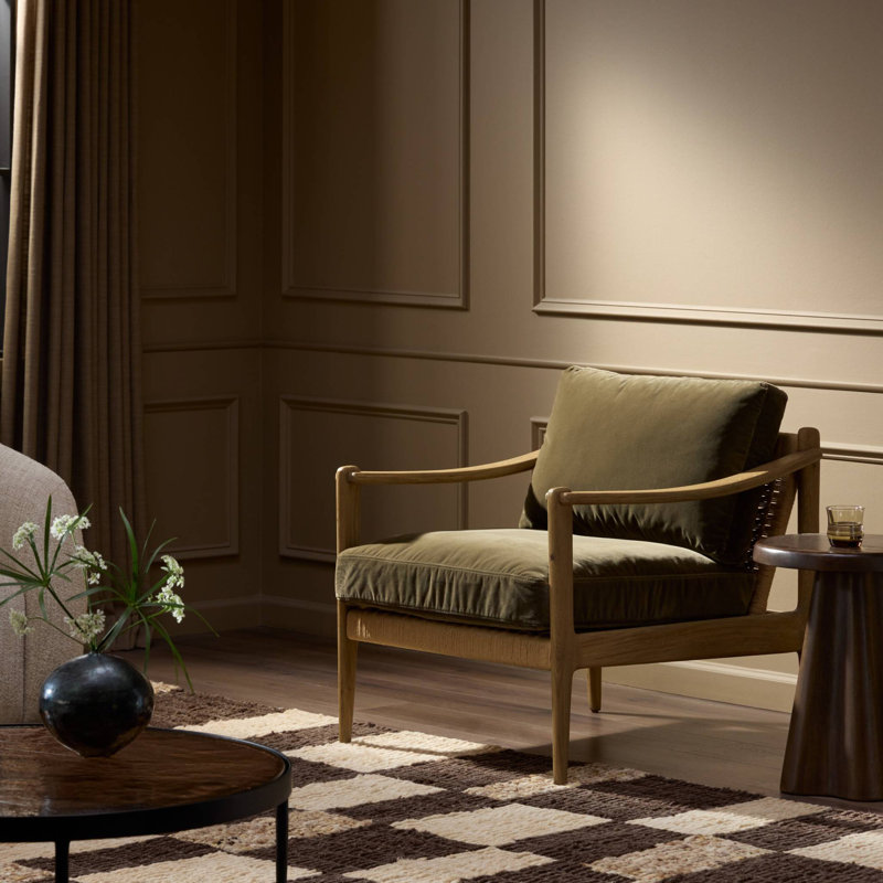 Barwin Armchair Chair with Ottoman, Surrey Ochre
