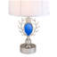 Lampe de table haute de 27,75 po «Just Dazzle» avec finition argentée et abat-jour blanc