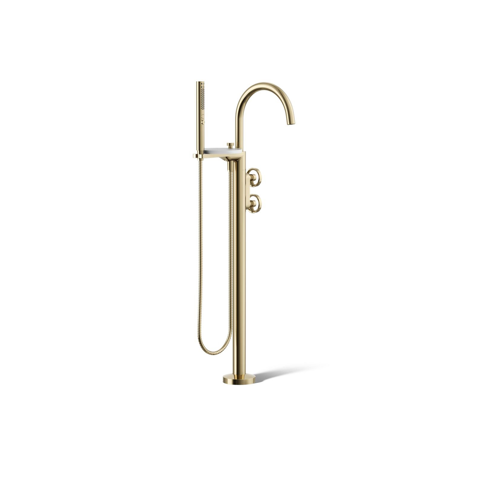 Components Floor-Mount Bath Filler Trim, Wheel Handle, Gold