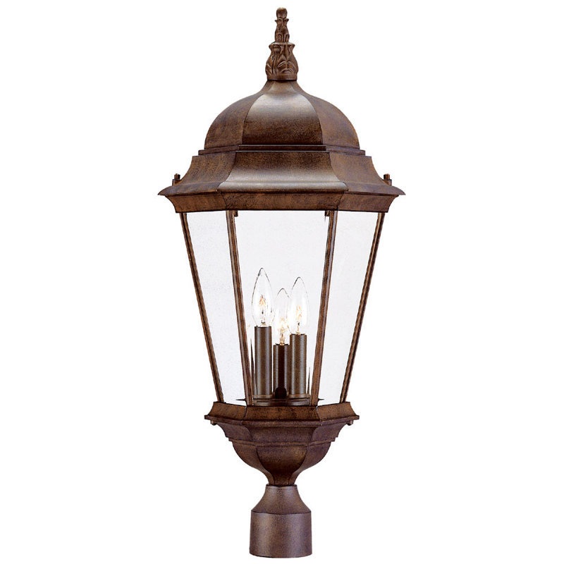 Tête de lanterne câblée extérieure 1 lumière H 28 po Howa, Noir mat, Verre biseauté transparent