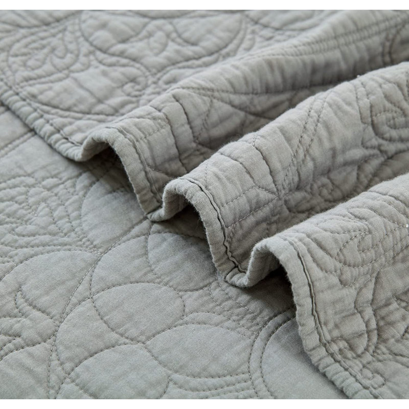 Cotton Quilt, Gray, Twin Quilt + 1 Standard Sham