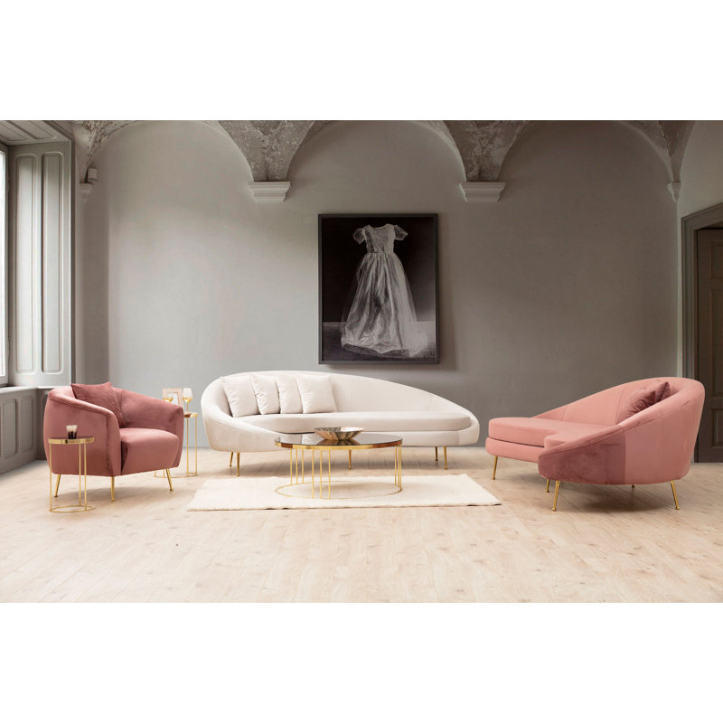 Canapé rembourré 100,4 po Monaco, Rose 100 % polyester