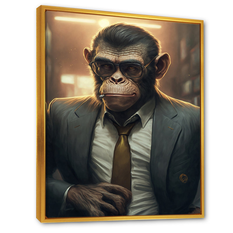 «Mafia Monkey», impression sur toile, H 20 po x l 12 po x P 1 po, Toile avec cadre flottant or