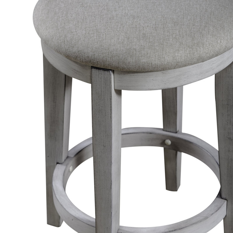 Cassady Console Stool w/ Upholstered Seat, White