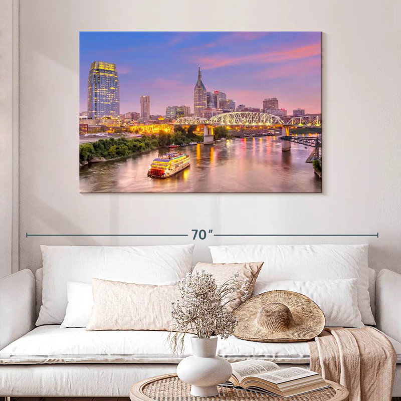 Nashville, coucher de soleil mauve, ciel, H 32 po x l 48 po
