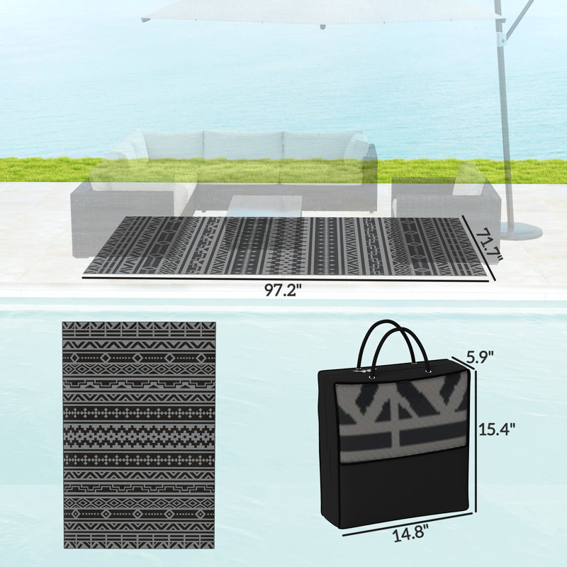 Outdoor Rug,Reversible Outdoor Rug, Waterproof Plastic Straw with Carry Bag