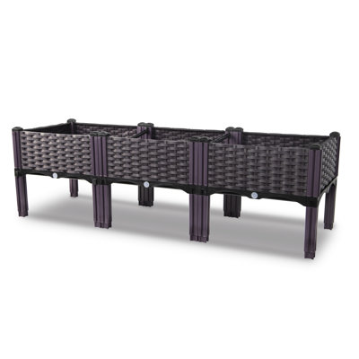 47" Rattan-style Plastic Outdoor Raised Garden Bed With Legs
