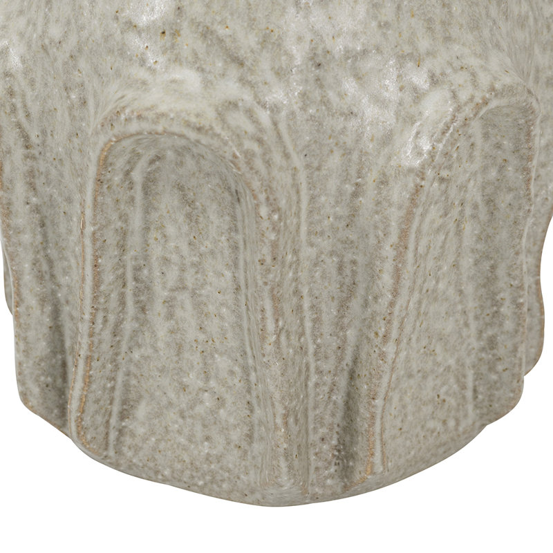 Decorative Ceramic Vase with Textured Ridged Design - 7" x 7" x 11.5" - Gold