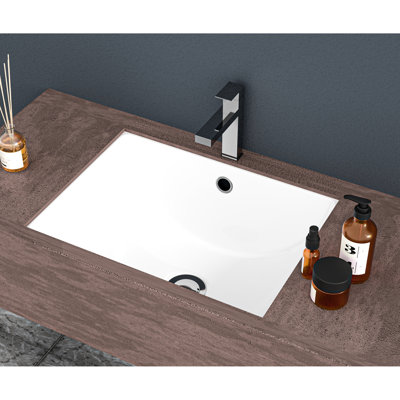 Luxury Feel Ceramic Rectangular Sink - 21X14, Undermount Overflow Installation Splendid Design For Bathroom